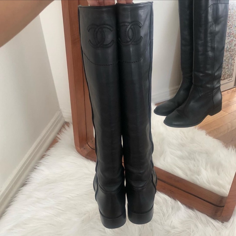 Authentic Chanel knee high boots, size 37.5